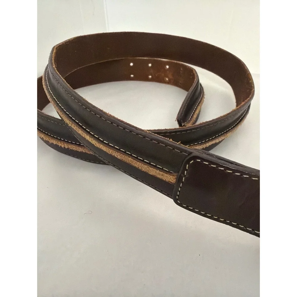 Leather Belt Mens 42‎ Brown Double Prong Thick Suede Inlay 1.25in Western